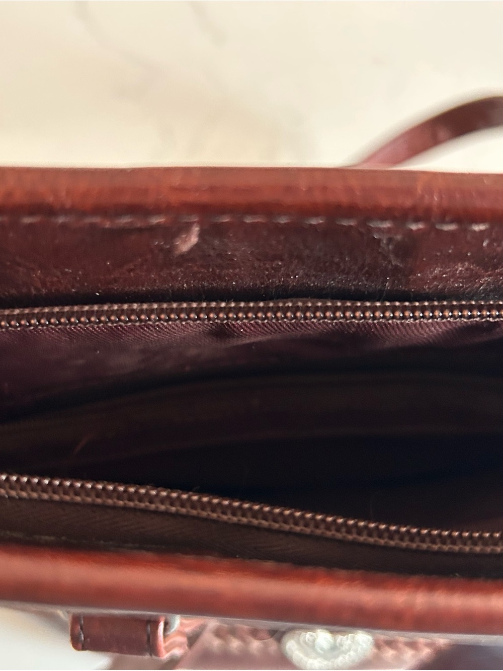Brighton Brown Leather-Trim Straw Tote with Silver Heart Accents - Picture 2 of 7